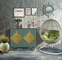 The tea porch cabinet is placed in the kitchen side cabinet of the painted American style Ginkgo biloba