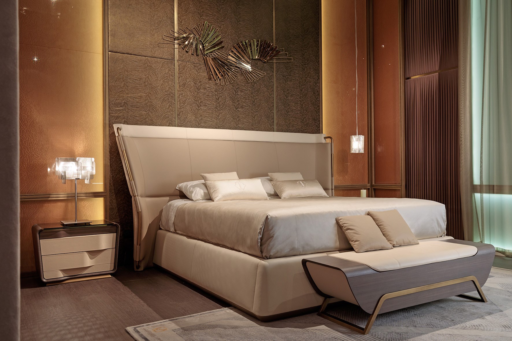 Modern light luxury master bedroom double bed HS-BQ-9901