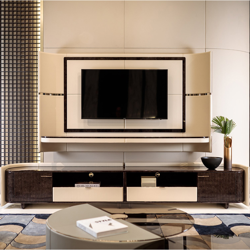 Custom high-end TV cabinet for light luxury furniture HS-DG-8201